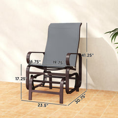 Outsunny Gliding Lounger Chair Set of 2, Single Rockers with Lightweight Metal & Mesh Construction, Gray