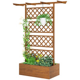 Outsunny Wooden Trellis Planter Box, Raised Garden Bed to Grow Vegetables, Herbs and Flowers