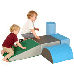 Soozier 5 Piece Climb and Crawl Activity Play Set, Baby Soft Play Set, Foam Climbing Blocks for Toddlers, Kids Preschooler Indoor Play Equipment Contemporary