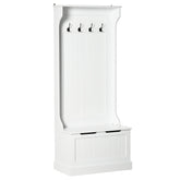 HOMCOM Hall Tree with Coat Rack, Storage, and Sitting Bench, White