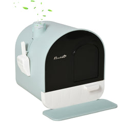 PawHut Fully Enclosed Cat Litter Box with Lid & Drawer Design, Covered Litter Box Anti-Leakage, Anti-Splashing, for Indoor Cats from Kitten to Adult, with Scoop & Mat, Easy Clean, Odor Control, Green