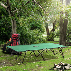 Outsunny 2 Person Folding Camping Cot for Adults, 50" Extra Wide Outdoor Portable Sleeping Cot with Carry Bag, Elevated Camping Bed, Beach Hiking, Green