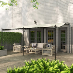 Outsunny 10' x 16' Wall-Mounted Outdoor Pergola Canopy, Metal Patio Canopy with Drainage Holes for Backyard Garden, Cream White