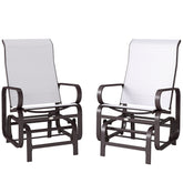 Outsunny Gliding Lounger Chair Set of 2, Single Rockers with Lightweight Metal & Mesh Construction, Beige