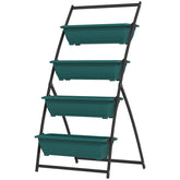 Outsunny 4-Tier Vertical Raised Garden Planter with 4 Boxes, Outdoor Plant Stand Grow Container for Vegetable & Flowers, Green