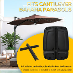 Outsunny Cantilever Offset Umbrella Base Portable Square Parasol Weights with Wheels, Water and Sand Filled, Up to 165 lbs, Black