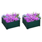 Outsunny Galvanized Raised Garden Bed, Set of 2 Metal Planter Box with Open Bottom, All-Weather Steel Frame, Rust-Resistant, Easy-to-assemble, for Growing Vegetables, Flowers, Green