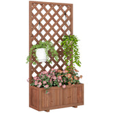 Outsunny Wooden Raised Garden Bed, Raised Planter Box, Planter with Trellis for Climbing Plants Flowers, Orange