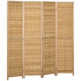 HOMCOM Hand Woven Room Divider, 4 Panel Bamboo Folding Privacy Screen for Home Office, 47.25"x67"x0.75", Natural