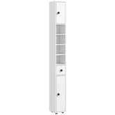 kleankin 71" Small Bathroom Storage Cabinet, Narrow Toilet Paper Cabinet with Open Shelves, 2 Cabinets, Adjustable Shelves, White