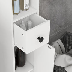 kleankin 71" Small Bathroom Storage Cabinet, Narrow Toilet Paper Cabinet with Open Shelves, 2 Cabinets, Adjustable Shelves, White