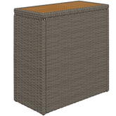 Outsunny 17-Gallon Small Deck Box, Wicker Outdoor Storage Box with Acacia Wood Top for Patio Cushions and Garden Tools, Teak