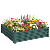 Outsunny Galvanized Raised Garden Bed, 4' x 4' x 1' Metal Planter Box, for Growing Vegetables, Flowers, Herbs, Succulents, Green