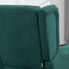 HOMCOM Wingback Accent Chair for Living Room, Button-Tufted Lounge Chair with Round Armrests and Wood Legs, Dark Green
