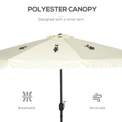 Outsunny 9 ft Cantilever Umbrella with Push Button Tilt and Crank Tassles and 8 Ribs Shade Umbrellas for Garden
