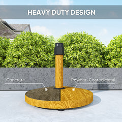 Outsunny Patio Umbrella Base Holder, Outdoor Umbrella Base with Adjustable Pads, Heavy Duty Patio Umbrella Stand Base for Garden, Poolside, Nature Wood