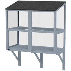PawHut Catio Outdoor Cat Enclosure Outdoor Window Box Cat House with Waterproof Roof 39.4"L Gray