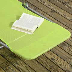 Outsunny 2 Piece Folding Chaise Lounge Chairs, Pool Sun Tanning Chairs with Reclining Back, Breathable Mesh Seat, Headrest for Beach, Yard, Patio, Green