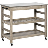 HOMCOM Kitchen Cart, Rolling Kitchen Island Utility Trolley with Stainless Steel Top