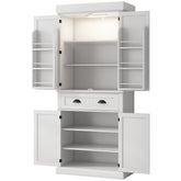 HOMCOM 71" Kitchen Pantry Cabinet with LED Lights, 6 Door Shelves, a Drawer and 4 Adjustable Shelves, White