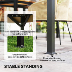 Outsunny 10' x 12' Outdoor Patio Gazebo, Soft Top Gazebo Canopy Shelter with Curtains, Netting, Steel Frame, Hooks, Khaki