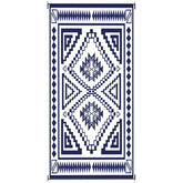 Outsunny Reversible Outdoor Rug, Waterproof Plastic Straw with Carry Bag, 9' x 18', Blue & White Square Patchwork