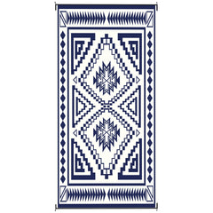 Outsunny Reversible Outdoor Rug, Waterproof Plastic Straw with Carry Bag, 9' x 18', Blue & White Square Patchwork