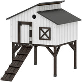 PawHut Chicken Coop Hen House with Nesting Box, Elevated Rabbit Hutch with Ramp, Asphalt Openable Roof and Elevated Legs