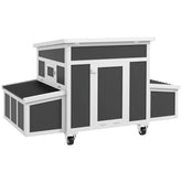 PawHut Wooden Chicken Coop with Nesting Box for 6 Chickens, Dark Gray