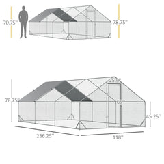 PawHut 10' x 20' x 6.5' Chicken Coop Cage, Outdoor Hen House w/Cover & Lockable Door