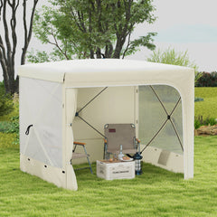 Outsunny 7' x 8' Pop Up Canopy Tent, Camping Tent Sun Shade Shelter with Curtains, Nettings and Carrying Bag, UV-Resistant