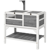 PawHut Tortoise Habitat with Shelf Storage Tortoise Gift Accessory with Weather Protection for Indoor, Light Gray