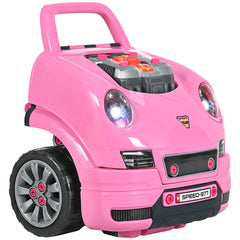 Qaba Mechanic Kids Truck Engine Toy Set, Car Service Play Set, Pink