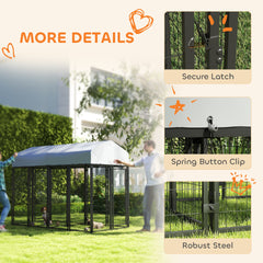PawHut Outdoor Dog Kennel with Two-Room Design, Water-Resistant & Sun-Proof Cover, for S, M, L Dogs, 8' x 4' x 6'