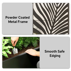 Outsunny Metal Planter Box with Trellis, Raised Garden Bed with Trellis Large Leaf Cut-Out Privacy Screen for Climbing Plants