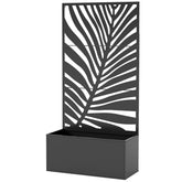 Outsunny Metal Planter Box with Trellis, Raised Garden Bed with Trellis Large Leaf Cut-Out Privacy Screen for Climbing Plants