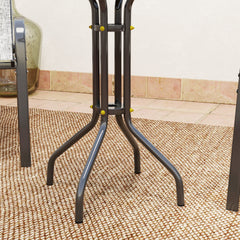Outsunny 3 Pieces Bistro Set, Small Patio Furniture Set with Stackable Chairs and Glass Table for Backyard, Balcony, Gray