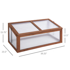 Outsunny Wooden Cold Frame Greenhouse, Mini Greenhouse with Polycarbonate Board and Solid Wood Frame, Green House Cold Frame