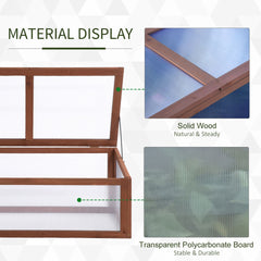 Outsunny Wooden Cold Frame Greenhouse, Mini Greenhouse with Polycarbonate Board and Solid Wood Frame, Green House Cold Frame