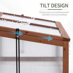 Outsunny Wooden Cold Frame Greenhouse, Mini Greenhouse with Polycarbonate Board and Solid Wood Frame, Green House Cold Frame