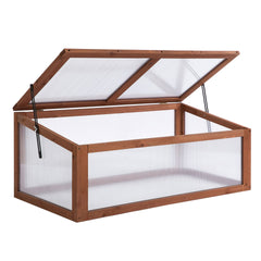Outsunny Wooden Cold Frame Greenhouse, Mini Greenhouse with Polycarbonate Board and Solid Wood Frame, Green House Cold Frame