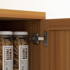 HOMCOM 63" 2-Door Kitchen Pantry, Freestanding Cabinet with 2 Adjustable Shelves for Dining Room, Cinnamon Teak Wood Grain