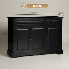 HOMCOM Sideboard Buffet Cabinet, Modern Accent Cabinet with 2 Drawers and Adjustable Shelves, Entryway Cabinet, Black