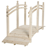 Outsunny Wooden Arch Garden Bridge, Safety Rails for Backyard Ponds, Creeks, Streams, 7.5' , Natural
