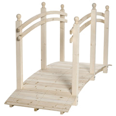 Outsunny Wooden Arch Garden Bridge, Safety Rails for Backyard Ponds, Creeks, Streams, 7.5' , Natural