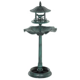 Outsunny 3 in 1 Garden Bird Bath Bowl Pedestal with Bird Feeder, Large Water Basin, Underneath Flower Planter, Green