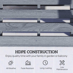 Outsunny Patio Glider Bench w/ HDPE Slatted Double Rocking Chair, Distressed Gray