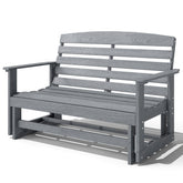 Outsunny Patio Glider Bench w/ HDPE Slatted Double Rocking Chair, Distressed Gray