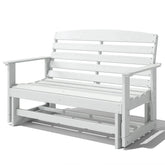 Outsunny Patio Glider Bench w/ HDPE Slatted Double Rocking Chair, Distressed White