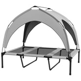 PawHut Elevated Dog Bed with Canopy, Raised Outdoor Pet Bed for Camping with Washable Breathable Mesh, 42" x 30" x 37"